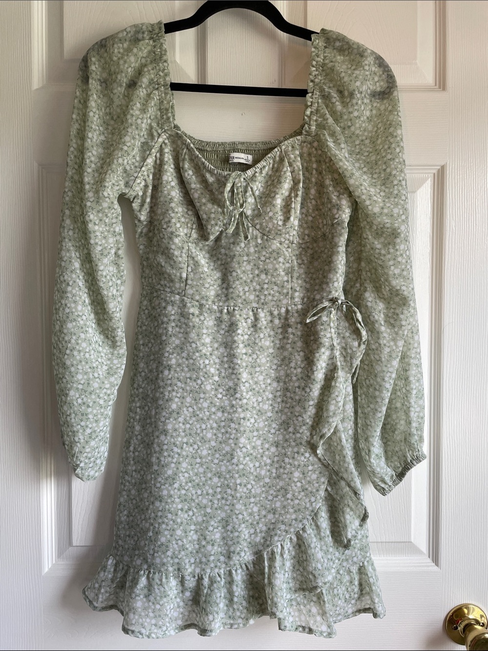 Hollister Sage Green Floral Wrap Mini Dress